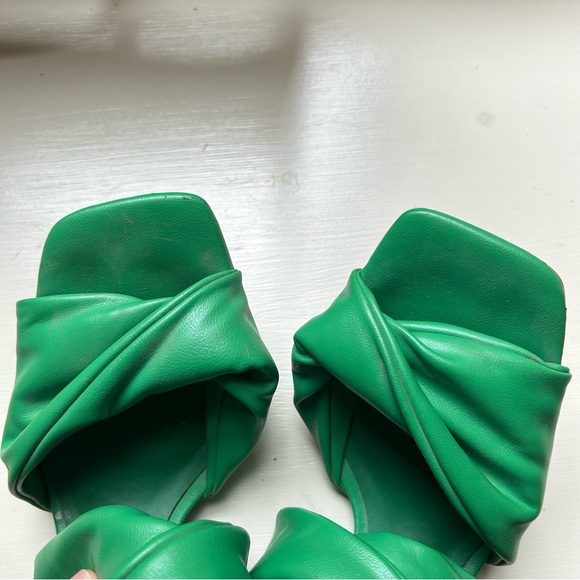Zara Green Twist Leather Heeled Sandals sz 40 - Picture 5 of 5